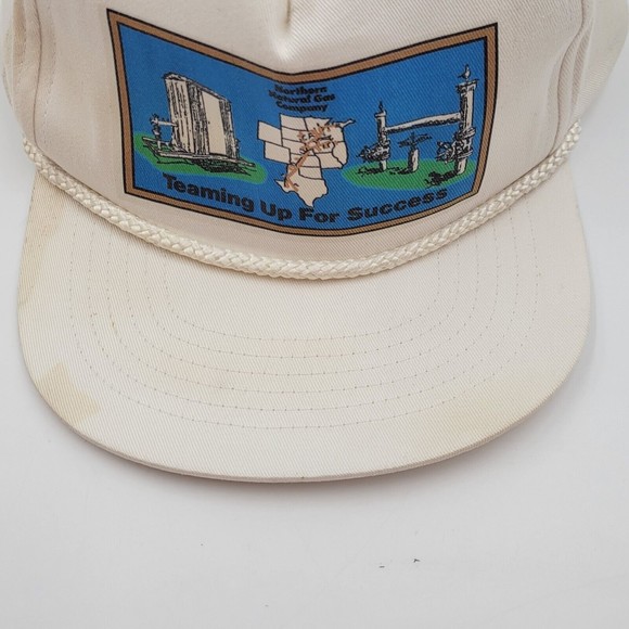 Vintage Teaming Up For Success White Rope Snapback Trucker Hat Cap Distressed - Picture 12 of 13